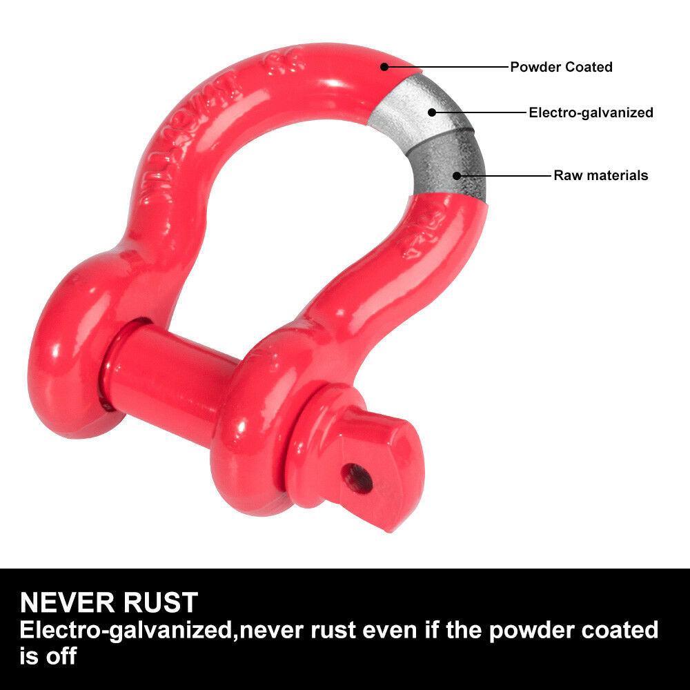 LIGHTFOX 4.75T Bow Shackle WLL 4.75Ton Rated 20mm 4WD Recovery Tow Car Trailer 2PCS