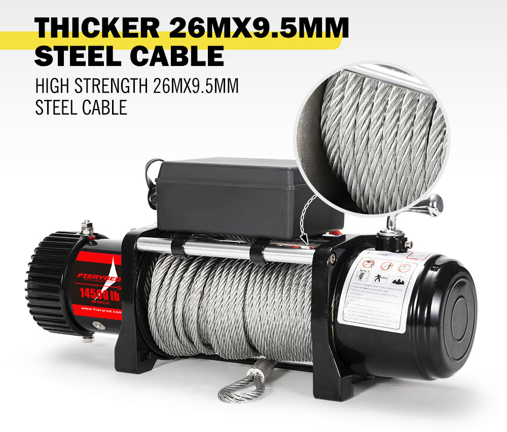 FIERYRED 12V 14500LBS Wireless Electric Winch + Mounting Plate