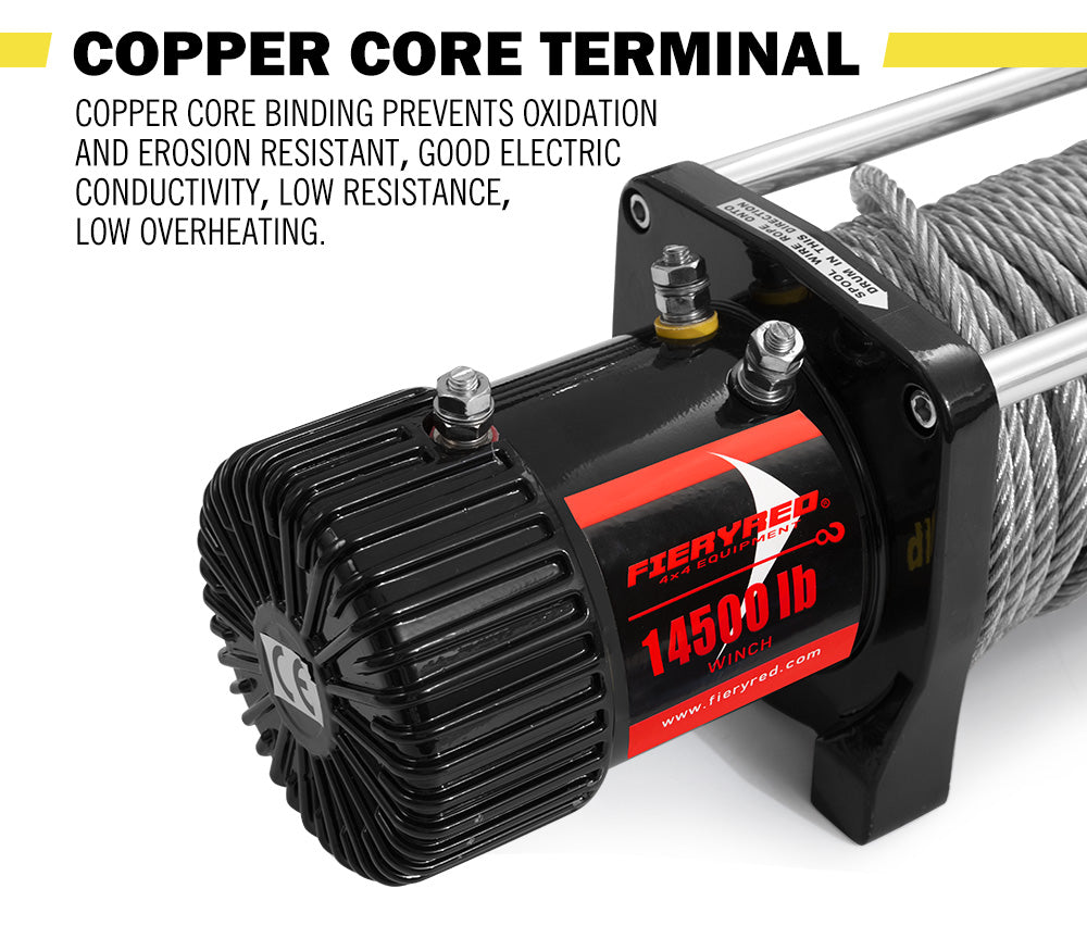 FIERYRED 12V 14500LBS Wireless Electric Winch + Mounting Plate