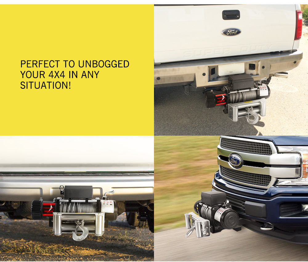 FIERYRED 12V 14500LBS Wireless Electric Winch + Mounting Plate