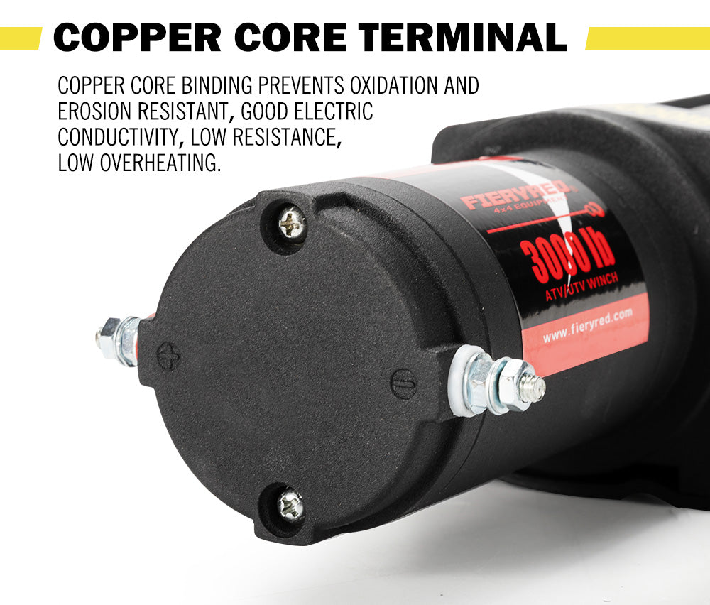 FIERYRED 3000LBS/1361kg Electric Winch Car Steel Cable 12V Wireless Remote 4WD