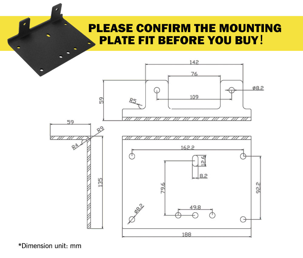 FIERYRED 3000LBS/1361kg Electric Winch Car Steel Cable 12V Wireless Remote 4WD