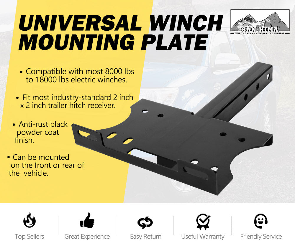 FIERYRED Universal Winch Mounting Plate Cradle 2" Receiver Hitch Truck Trailer ATV UTV 4WD