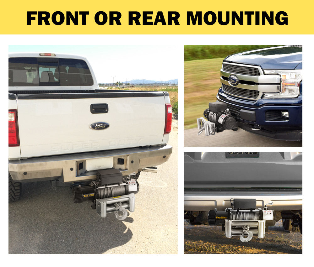 FIERYRED Universal Winch Mounting Plate Cradle 2" Receiver Hitch Truck Trailer ATV UTV 4WD