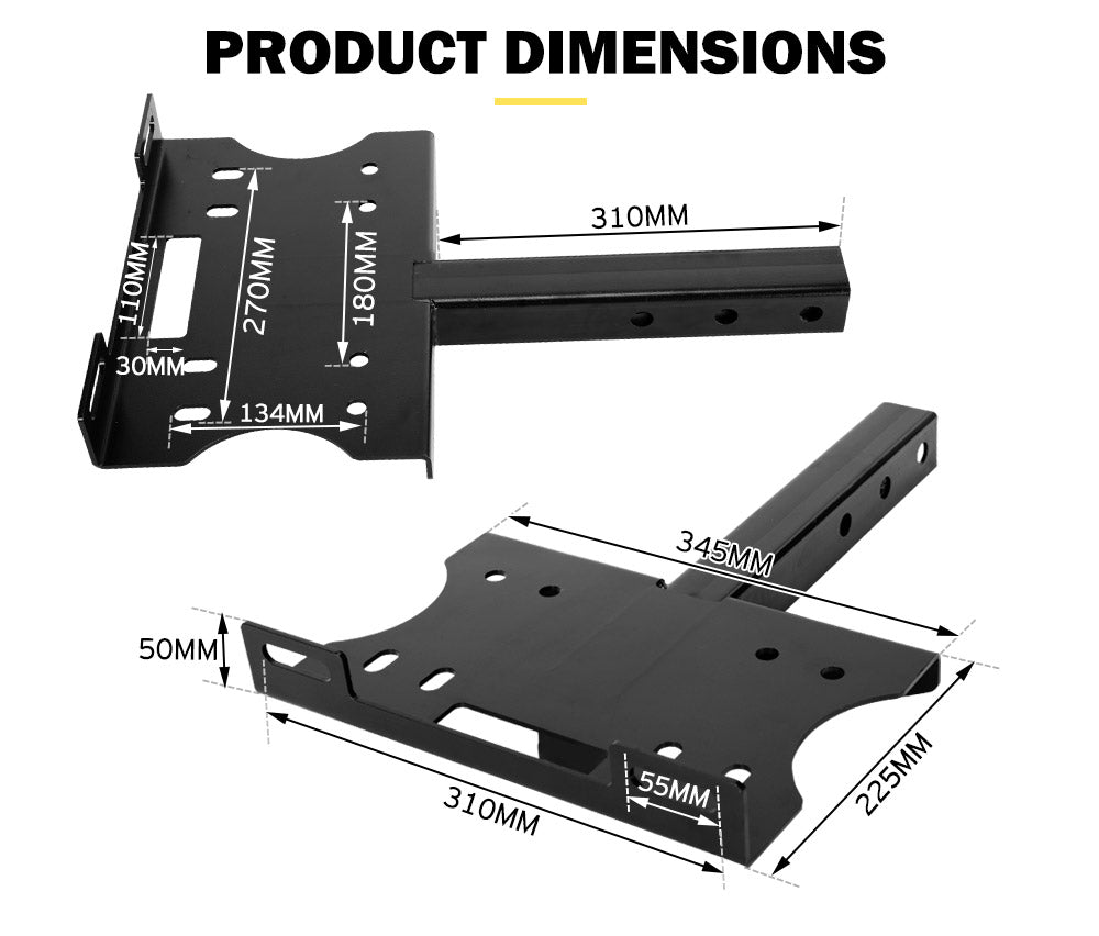 FIERYRED Universal Winch Mounting Plate Cradle 2" Receiver Hitch Truck Trailer ATV UTV 4WD