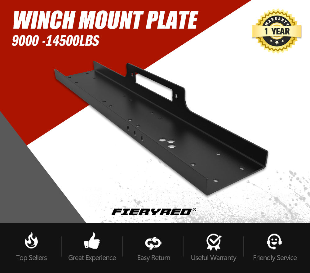 FIERYRED Universal Steel Winch Mount Mounting Plate Cradle 9000lbs-14500lbs Truck