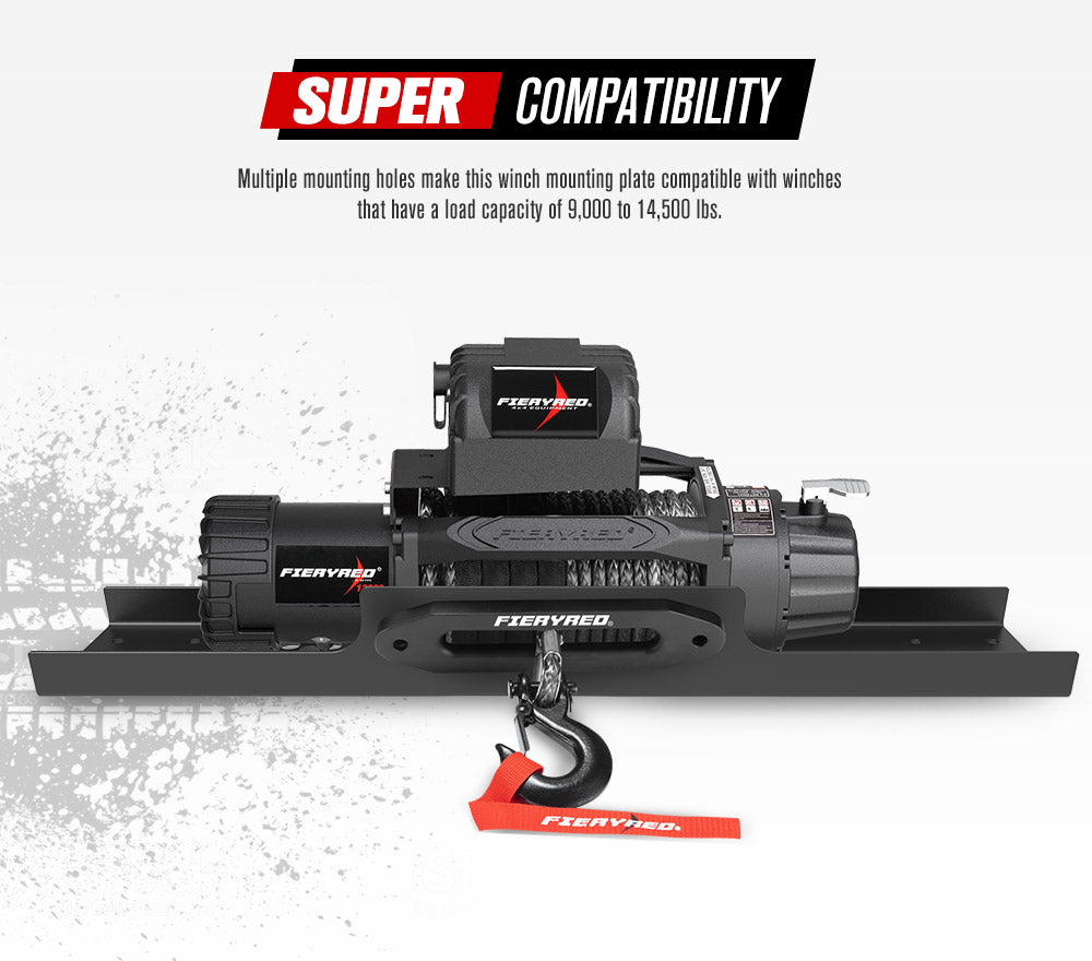 FIERYRED Universal Steel Winch Mount Mounting Plate Cradle 9000lbs-14500lbs Truck