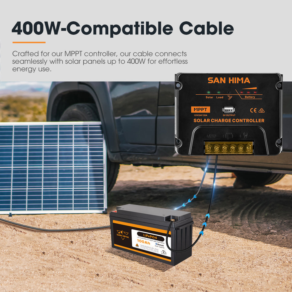 San Hima 20A MPPT Solar Charge Controller With Cable 12V/24V Regulator USB