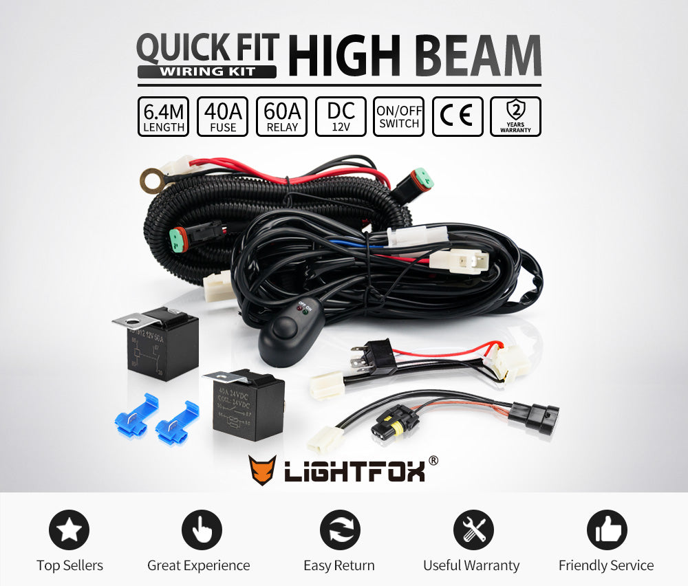 LIGHTFOX Smart Harness Plug and Play High Beam Driving Light Bar Spotlights Wiring Harness