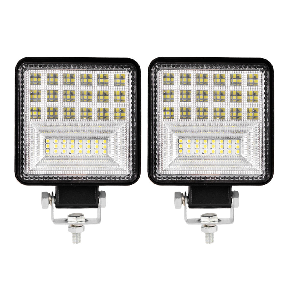LIGHTFOX Pair 4" inch LED Work Lights Spot Flood Square Fog Lamp Reverse Offroad Truck