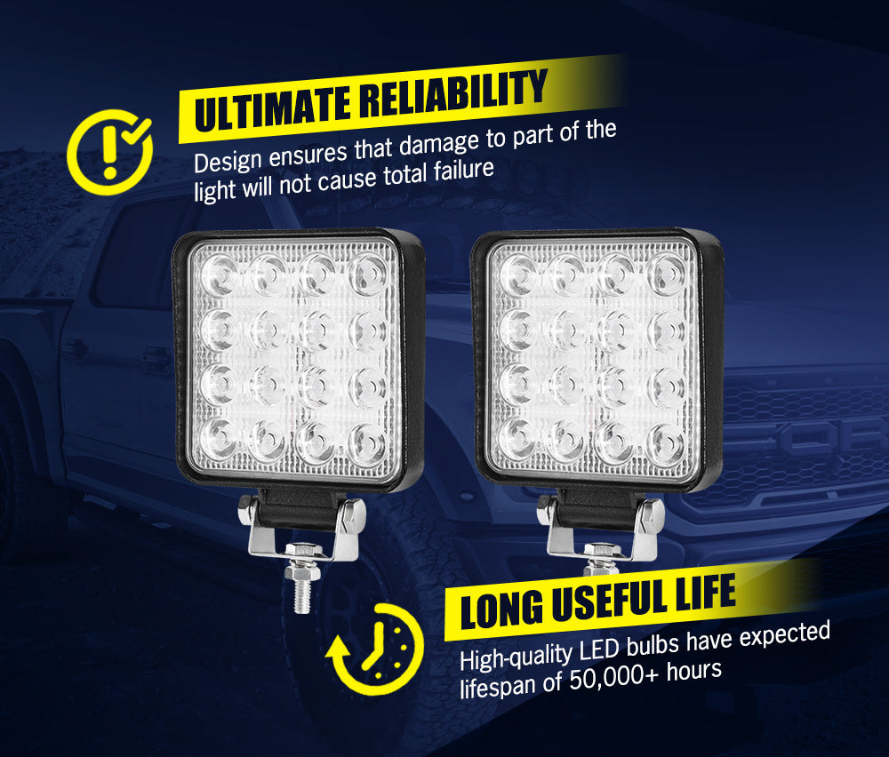 LIGHTFOX 20PCS 4inch LED Work Driving Light Flood Square Fog Lamp Reverse Offroad 4WD