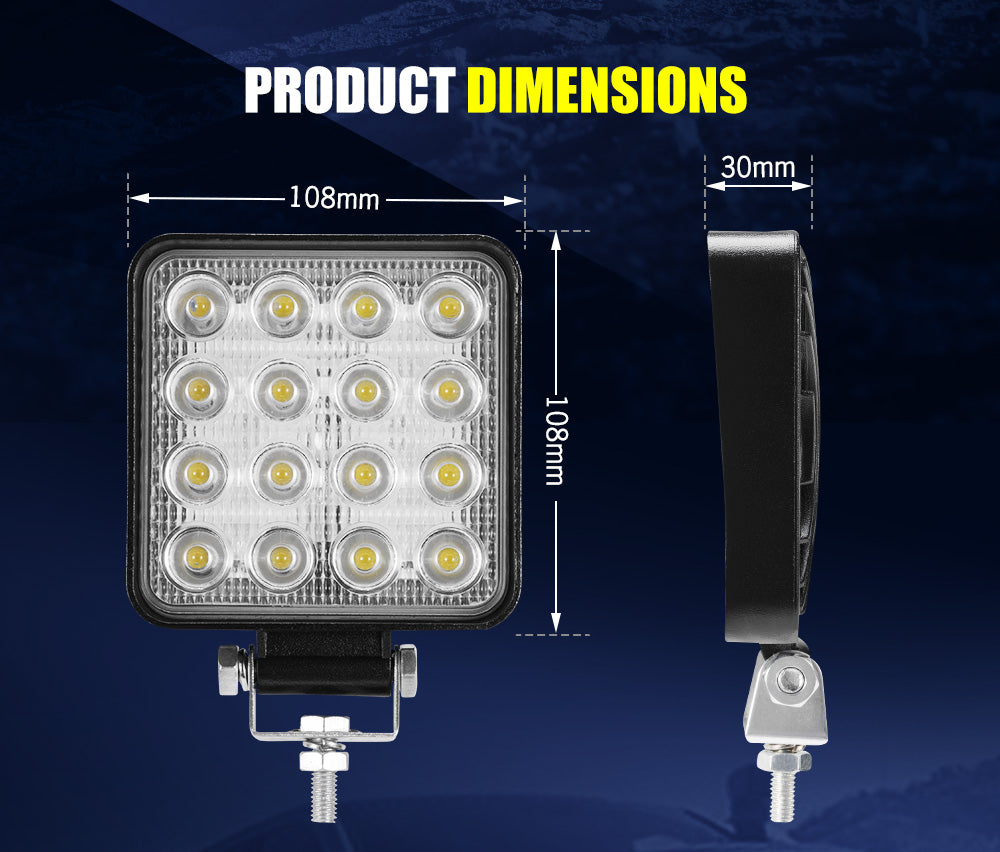 LIGHTFOX 20PCS 4inch LED Work Driving Light Flood Square Fog Lamp Reverse Offroad 4WD