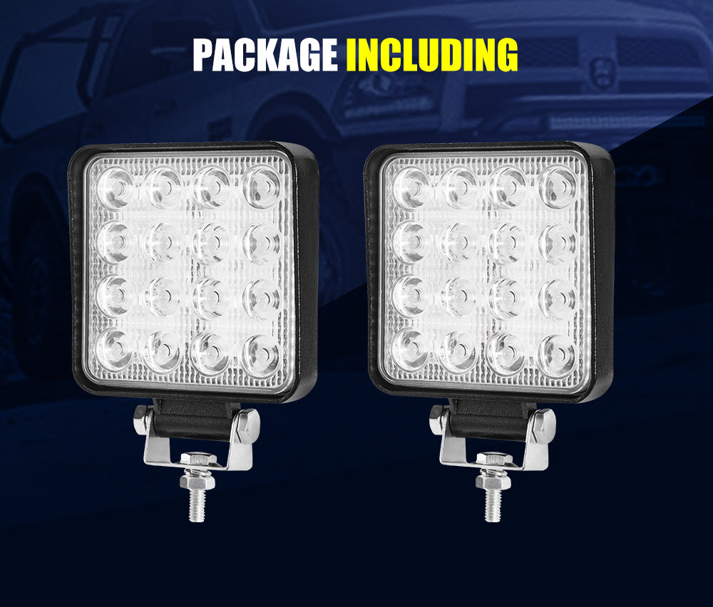 Lightfox 4inch Osram Square LED Work Lights Flood Reverse Fog Ute Truck 12V 24V