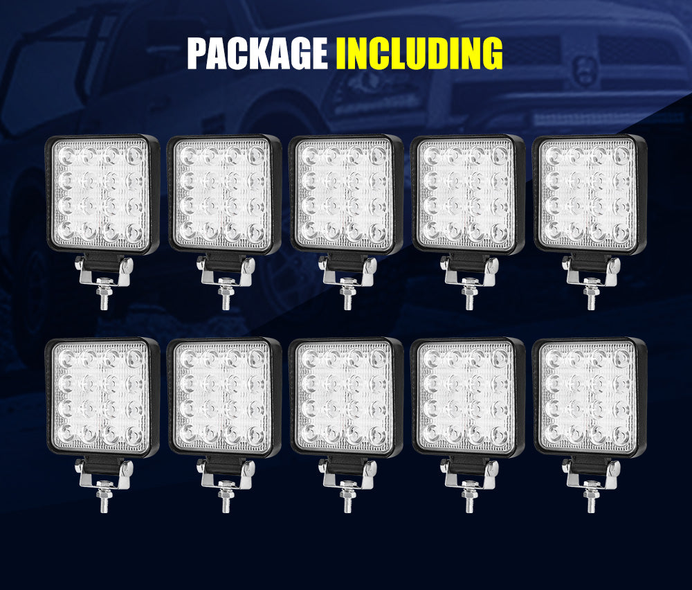 LIGHTFOX 10x 4inch LED Light Bar Flood Driving Work Lamp Offroad 4WD Reverse