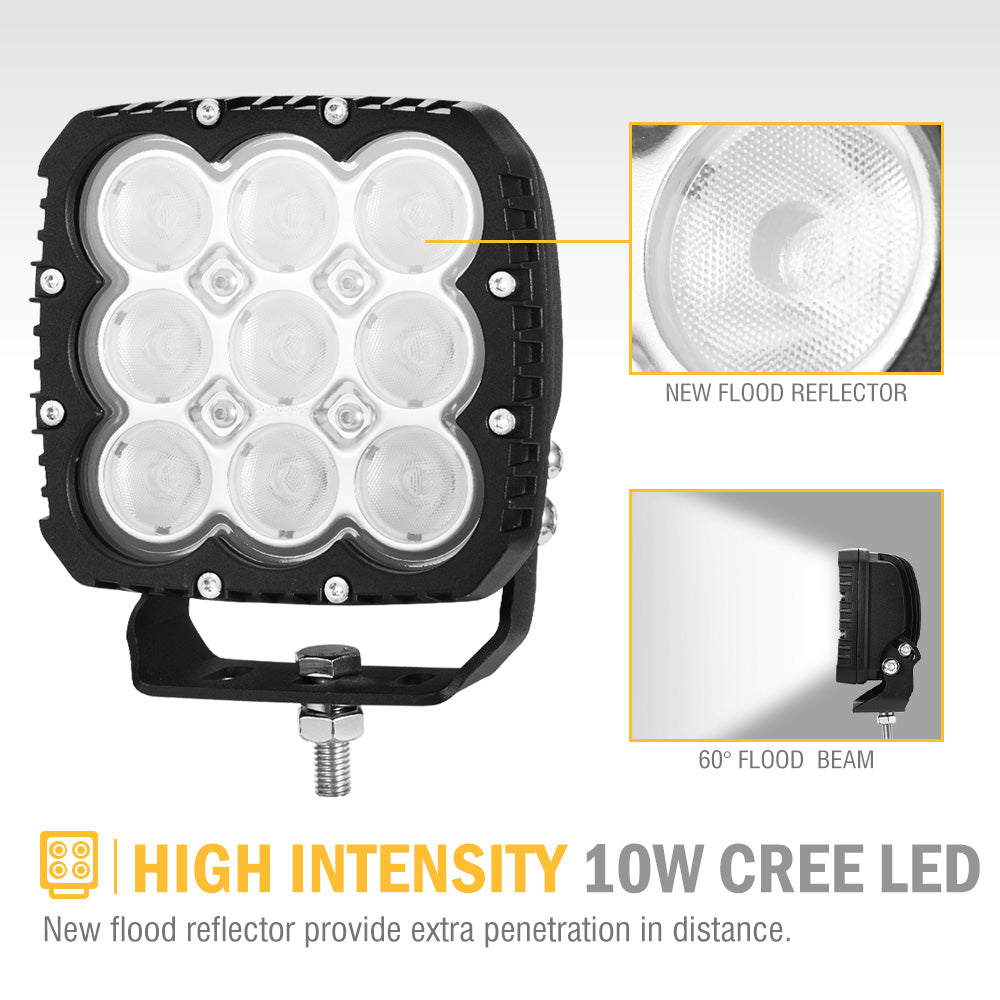 LIGHTFOX Pair 5inch LED Work Light Bar Spot Flood Fog Driving Lights OffRoad 4WD Reverse