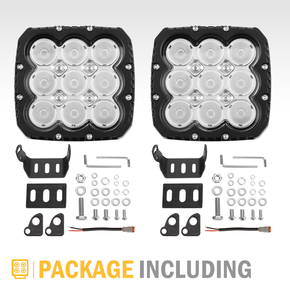 LIGHTFOX Pair 5inch LED Work Light Bar Spot Flood Fog Driving Lights OffRoad 4WD Reverse