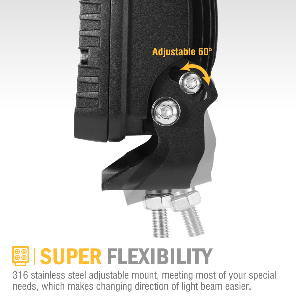 LIGHTFOX Pair 5inch LED Work Light Bar Spot Flood Fog Driving Lights OffRoad 4WD Reverse