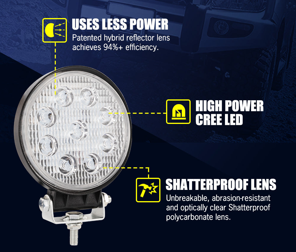 LIGHTFOX 4x 4inch LED Work Light Flood Round Fog Lamp Reverse Offroad 4X4