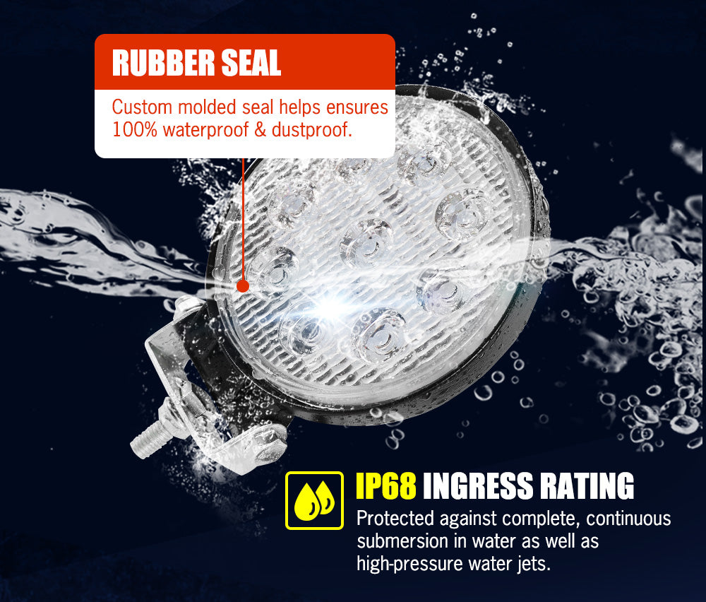 LIGHTFOX 4x 4inch LED Work Light Flood Round Fog Lamp Reverse Offroad 4X4