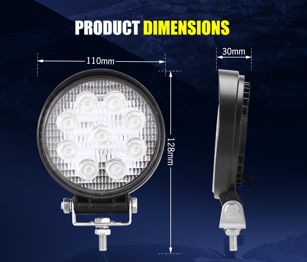 LIGHTFOX 2x 4inch LED Work Lights Flood Combo Round Fog Lamp Reverse Offroad 4WD