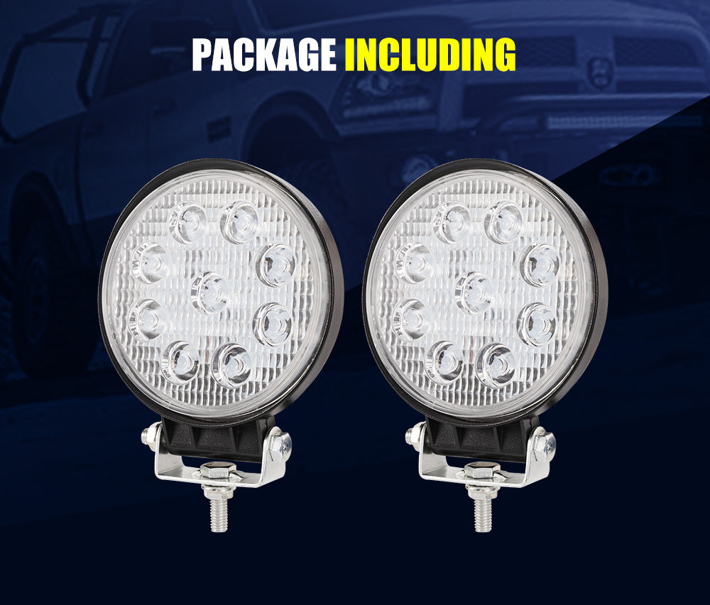 LIGHTFOX 2x 4inch LED Work Lights Flood Combo Round Fog Lamp Reverse Offroad 4WD