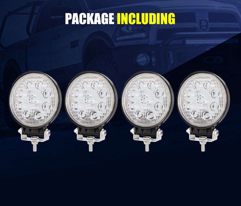 LIGHTFOX 4x 4inch LED Work Light Flood Round Fog Lamp Reverse Offroad 4X4