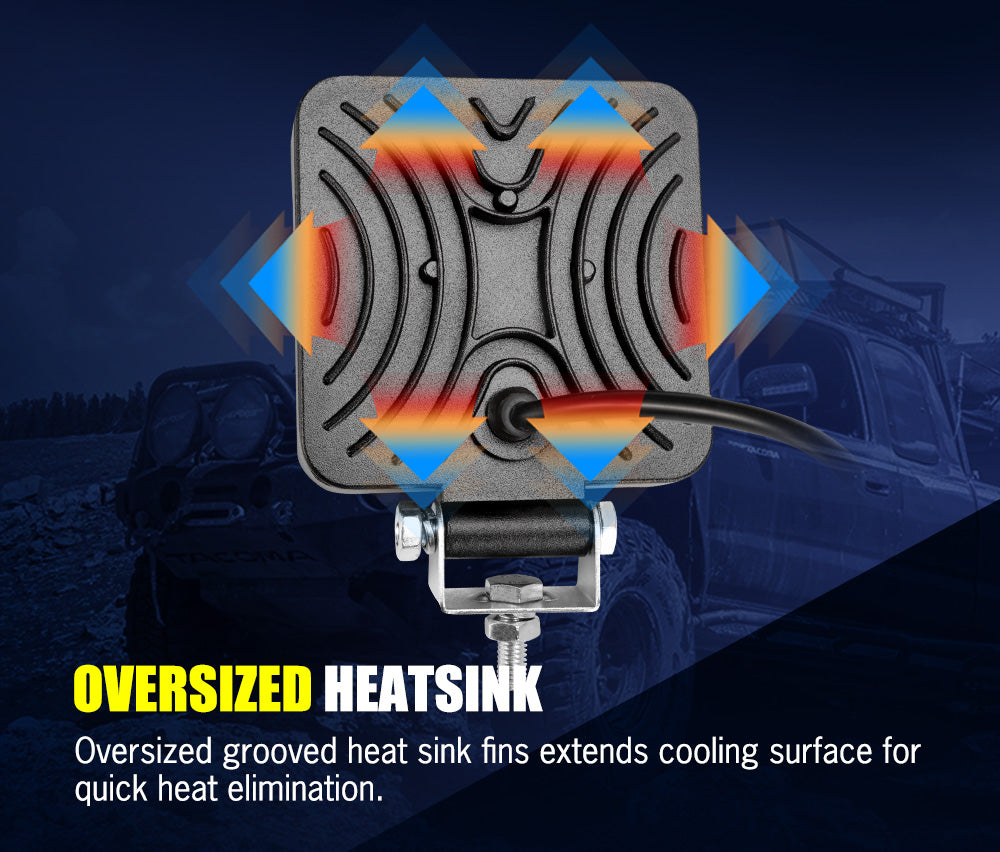 LIGHTFOX 4x 4inch LED Work Light Bar Spot Flood Reverse Driving Lamp OffRoad 4WD 4X4