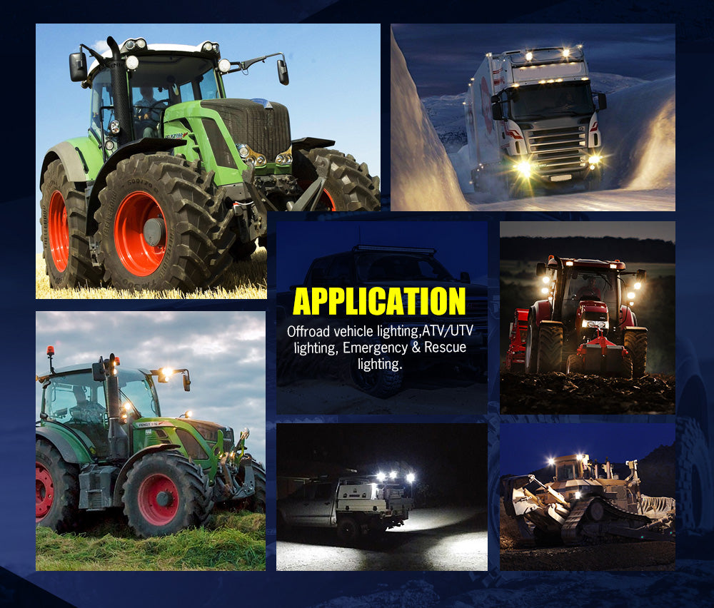 LIGHTFOX 2x 4inch LED Work Lights Flood Beam Square Fog Lamp Reverse Offroad 4WD