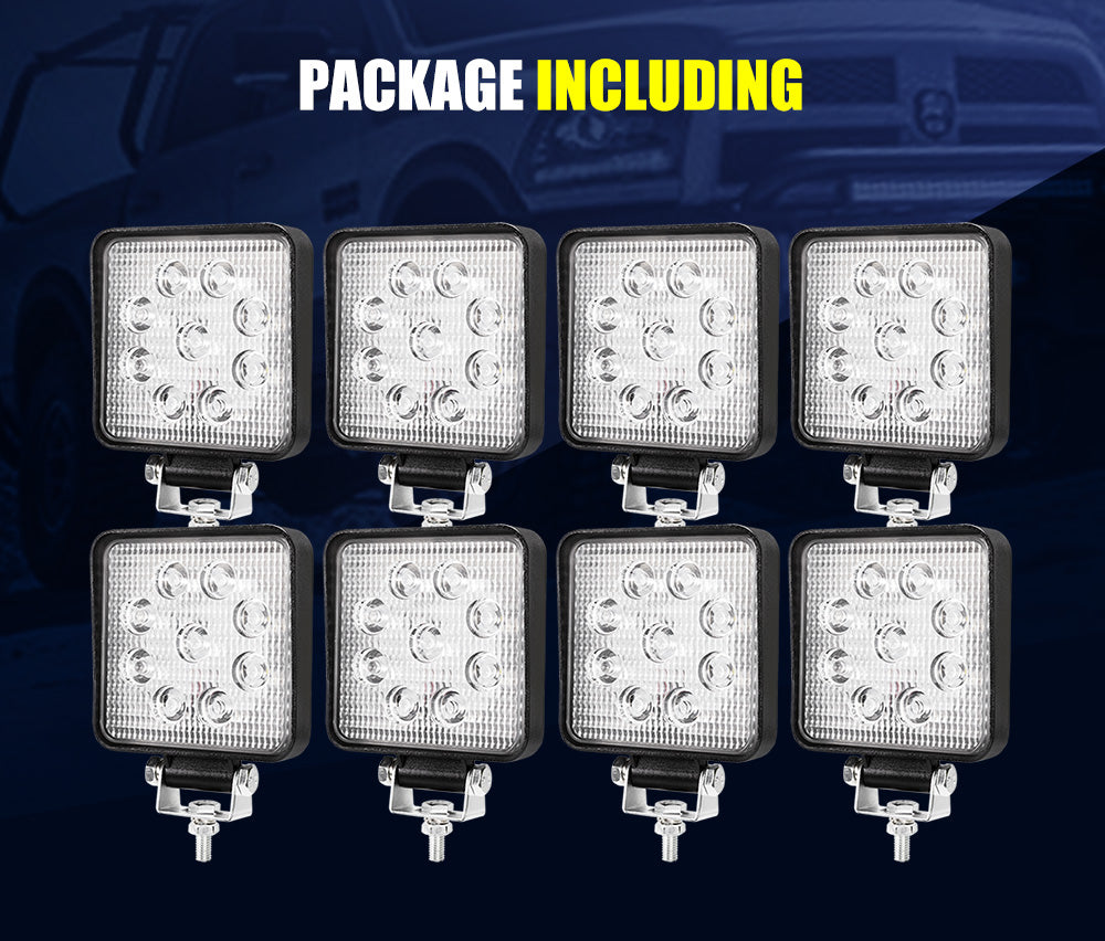 LIGHTFOX 8x Square LED Work Driving Light Bar Flood Beam 12V 24V Offroad 4WD