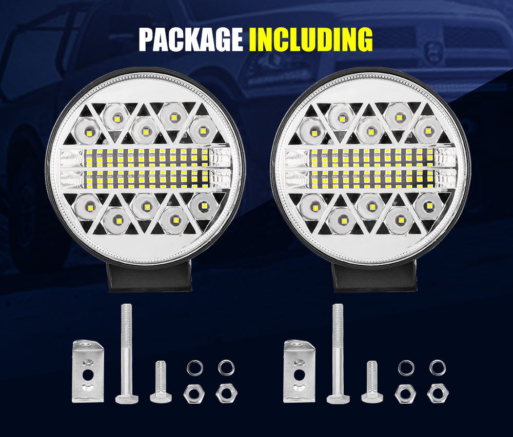 LIGHTFOX 2x4inch Round LED Work Light Combo Driving Lamp Reverse Offroad 4WD