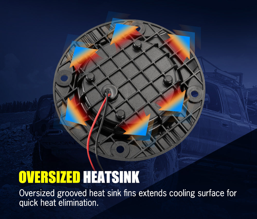 LIGHTFOX 2x 5inch Flush Mount LED Work Light Bar Combo Reverse Round Fog Lamp 4WD