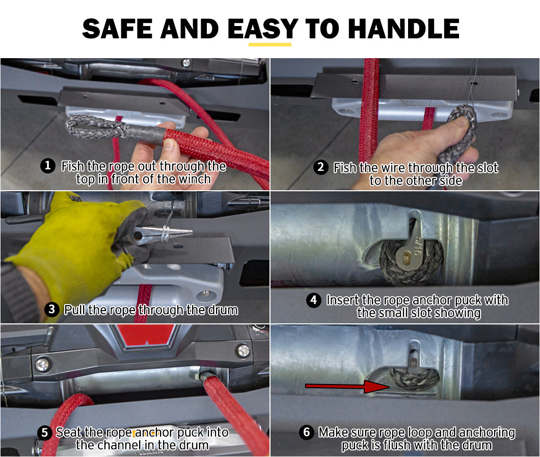 FIERYRED Winch Rope 10MM x 26M Synthetic Dyneema SK75 for WARN Winch Black 4WD