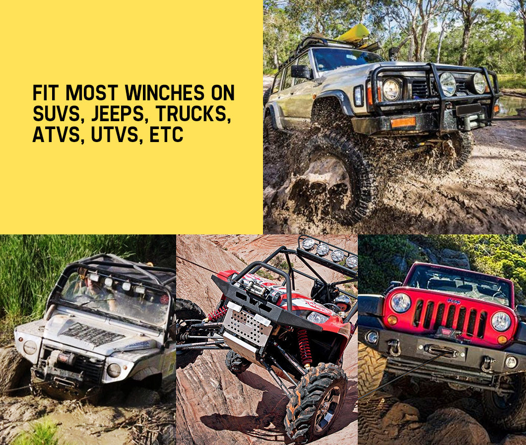 FIERYRED Winch Rope 10MM x 26M Synthetic Dyneema SK75 for WARN Winch Black 4WD