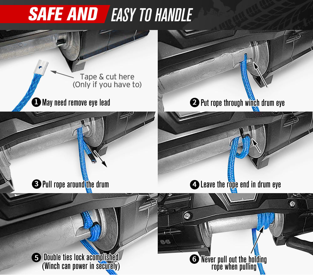 Fieryred 10MM x 30M Synthetic Winch Rope Dyneema SK75 Tow Recovery Rope Offroad 4WD