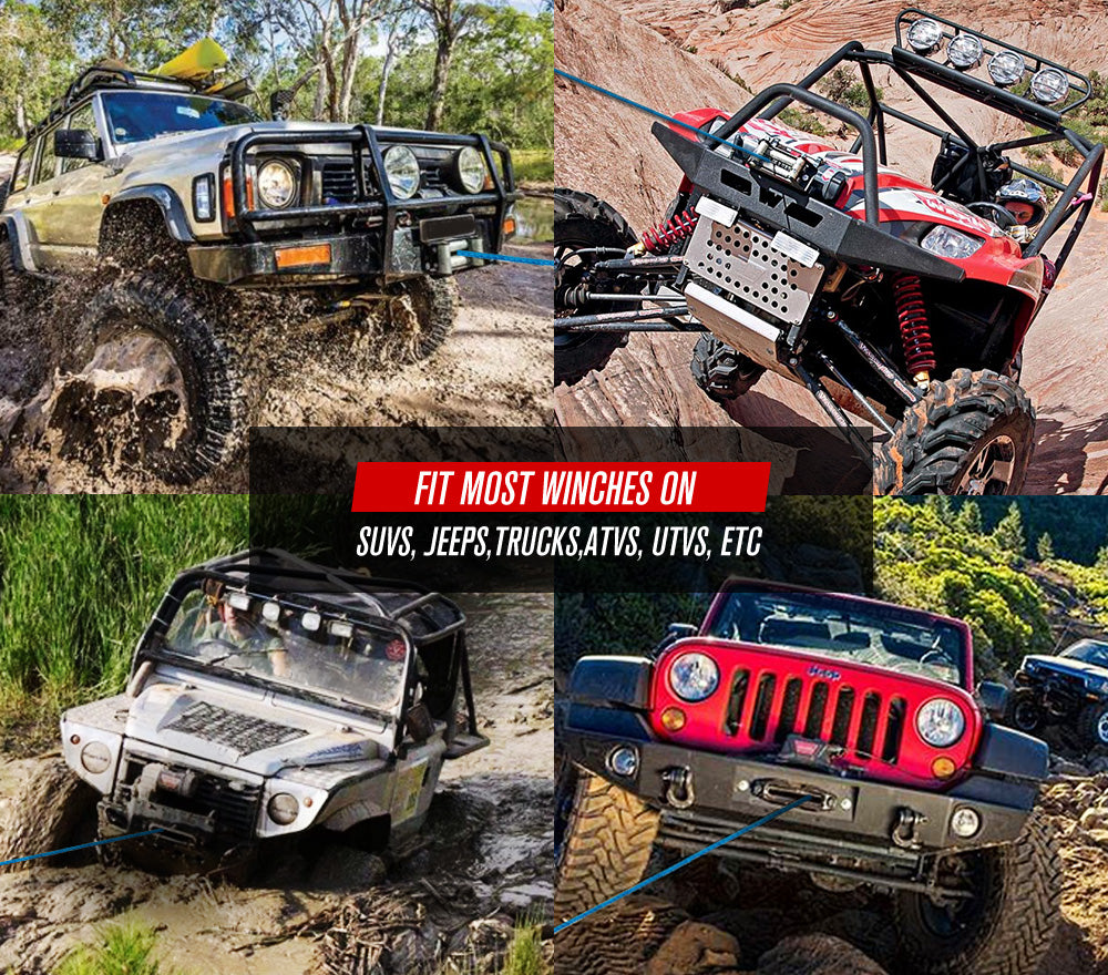 FIERYRED 10MM X 30M Synthetic Winch Rope Dyneema Sk75 Tow Recovery Cable 4WD Car Blue