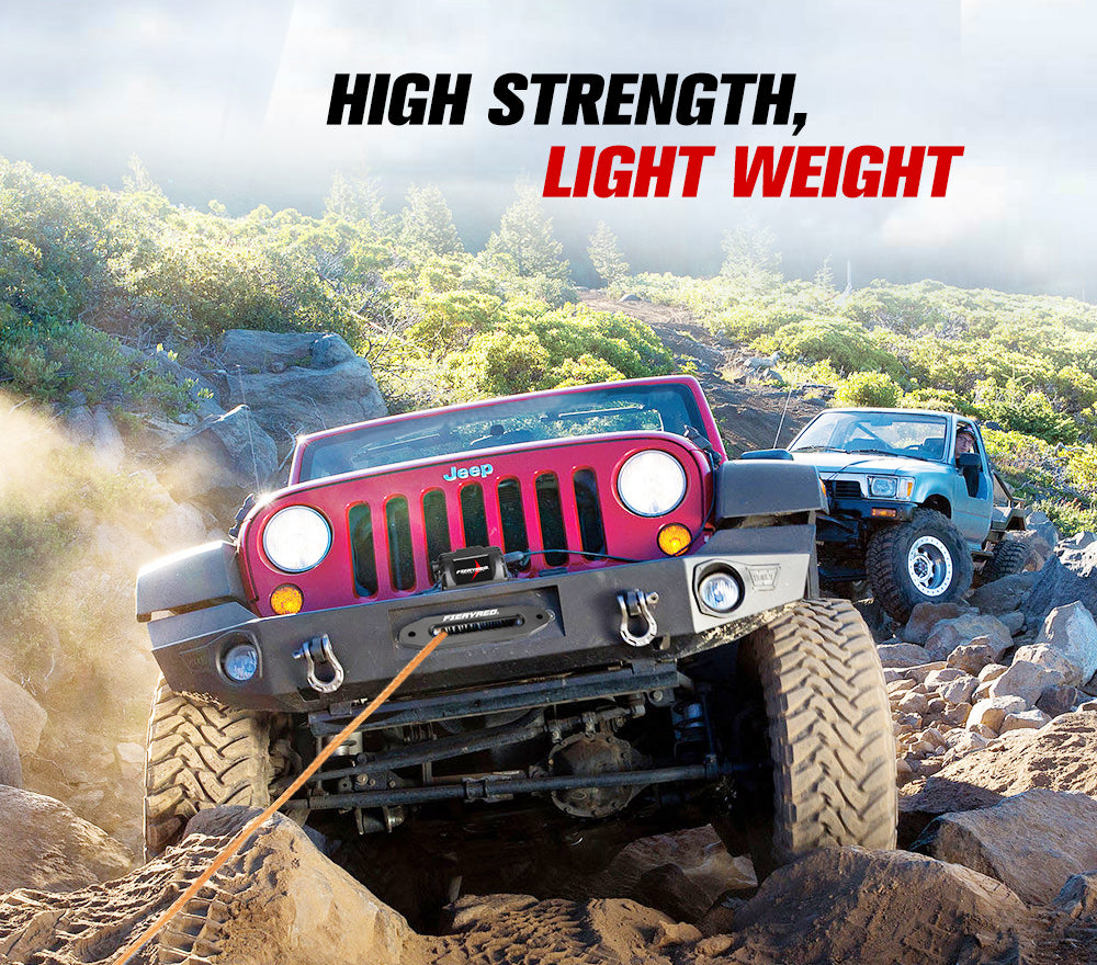 FIERYRED Synthetic Winch Rope 10MM x 30M Dyneema SK75 Tow Recovery Rope Orange 4WD