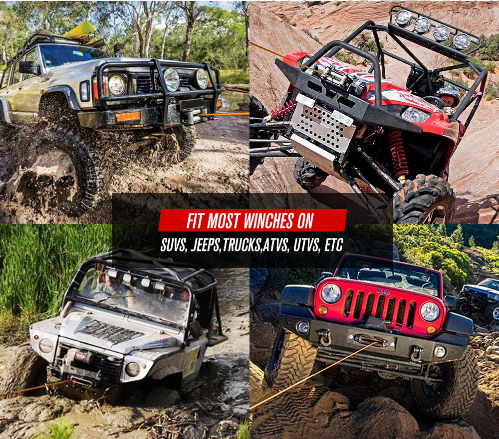 FIERYRED Synthetic Winch Rope 10MM x 30M Dyneema SK75 Tow Recovery Rope Orange 4WD