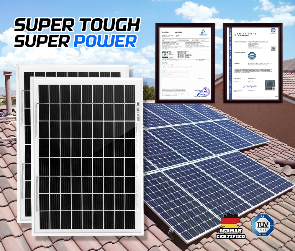 ATEM POWER Pair 12V 10W Solar Panel Kit Megavolt Caravan Camping Power MONO Battery Charging