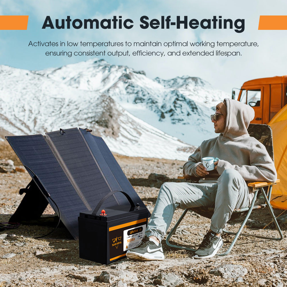 San Hima 12V 100Ah/200Ah Lithium Battery BMS LiFePO4 w/ Bluetooth Self-heating