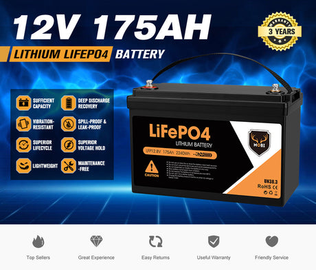 Mobi 12V 20AH 135AH 175AH 200AH 300AH Lithium Iron Battery LiFePO4 Deep Cycle
