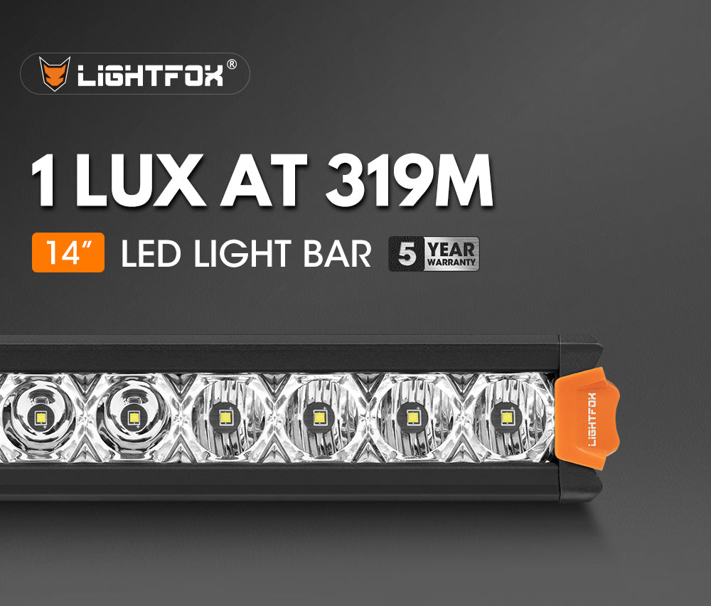 LIGHTFOX 14inch Osram LED Light Bar Super Slim Single Row Spot Flood Beam Offroad