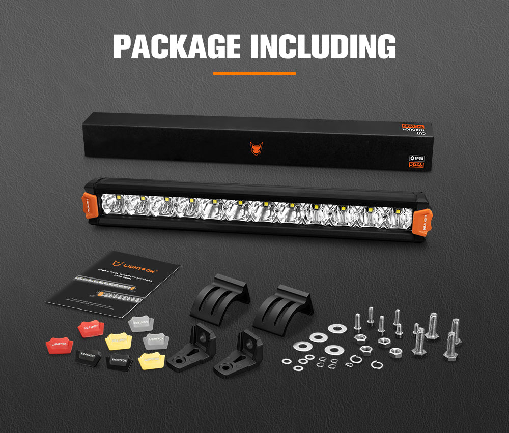 LIGHTFOX 14inch Osram LED Light Bar Super Slim Single Row Spot Flood Beam Offroad