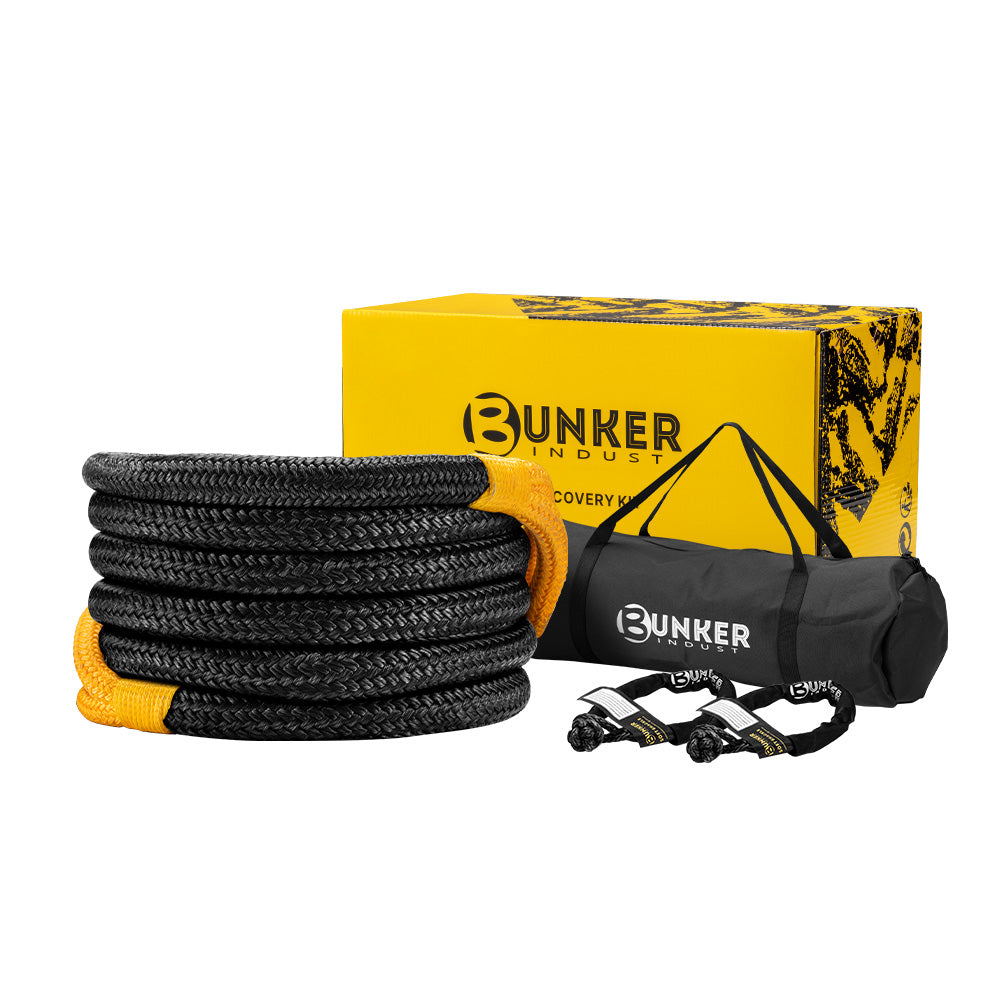 Bunker Indust Kinetic Recovery Rope 19mmx6m Snatch Strap Soft Shackle 8 482kg