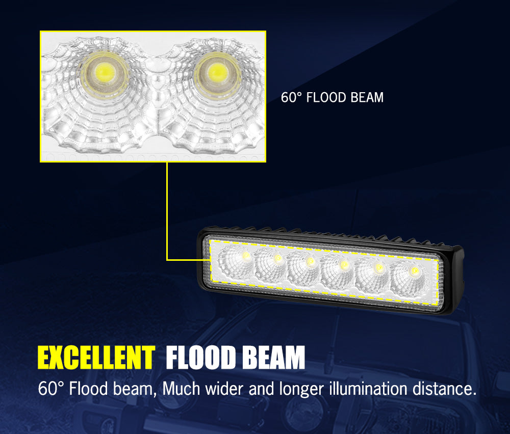 8x 6inch LED Work Light Bar Flood Reverse Fog Driving Lamp Offroad 4x4