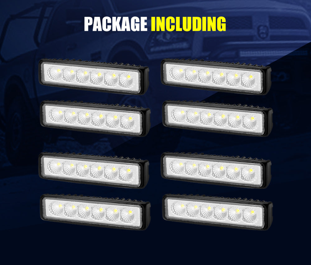 8x 6inch LED Work Light Bar Flood Reverse Fog Driving Lamp Offroad 4x4