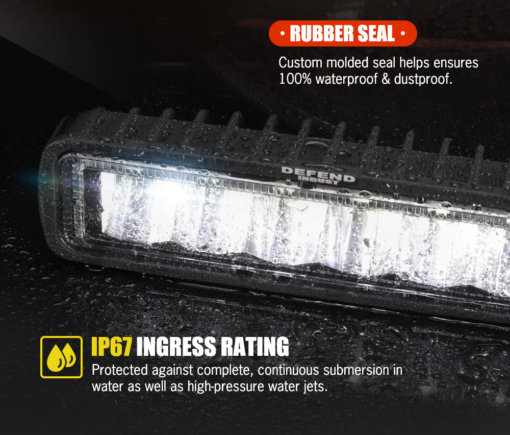 DEFEND INDUST Pair 6inch LED Work Light Flood Beam Reverse Driving Light 4WD