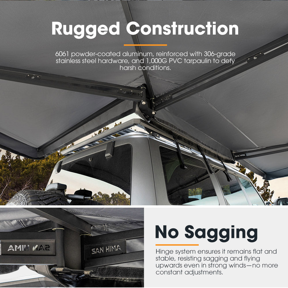 San Hima 270 Degree Free-Standing Awning-Driver Side 600D Oxford UPF50+ 4X4