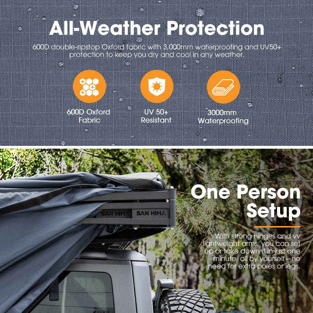 San Hima 270 Degree Free-Standing Awning-Passenger Side 600D Oxford UPF50+ 4X4