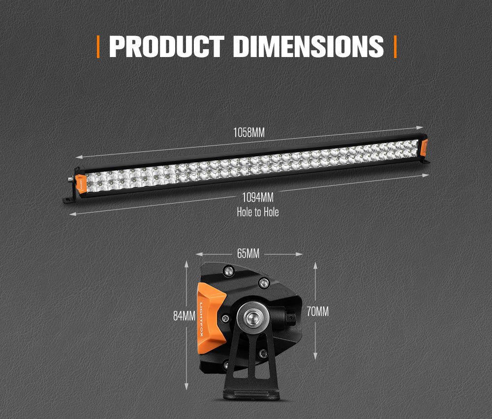LIGHTFOX 40inch Osram LED Light Bar Spot Flood Combo Dual Row Lamp Offroad 4x4