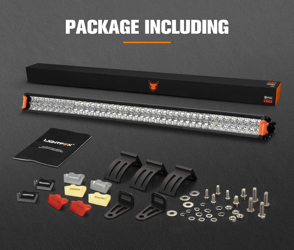 LIGHTFOX 40inch Osram LED Light Bar Spot Flood Combo Dual Row Lamp Offroad 4x4